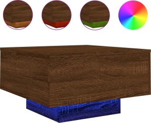 vidaXL Stolik kawowy z podświetleniem LED, brązowy dąb, 55x55x31 cm 2