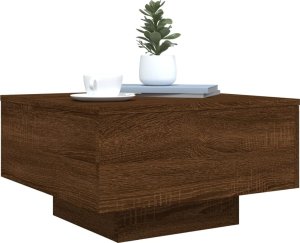 vidaXL Stolik kawowy z podświetleniem LED, brązowy dąb, 55x55x31 cm 7