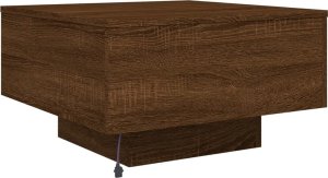 vidaXL Stolik kawowy z podświetleniem LED, brązowy dąb, 55x55x31 cm 9