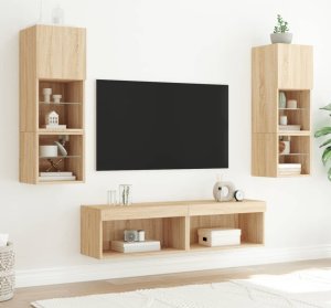 vidaXL Szafka pod TV, z oświetleniem LED, dąb sonoma, 60x30x30 cm 4