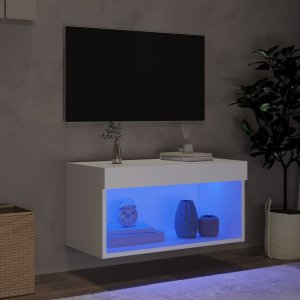 vidaXL Szafka pod TV, z oświetleniem LED, biała, 60x30x30 cm 3