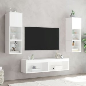 vidaXL Szafka pod TV, z oświetleniem LED, biała, 60x30x30 cm 4
