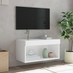 vidaXL Szafka pod TV, z oświetleniem LED, biała, 60x30x30 cm 5
