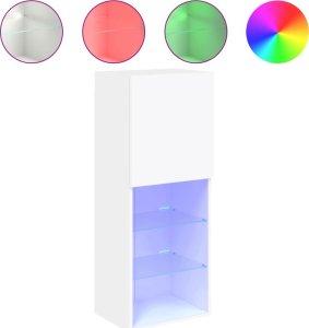 vidaXL Szafka TV z LED, biała, 40,5x30x102 cm 2