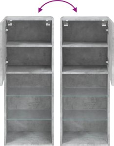 vidaXL Szafka TV z LED, szarość betonu, 40,5x30x102 cm 12