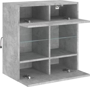 vidaXL Ścienna szafka TV z LED, szarość betonu, 58,5x30x60,5 cm 8