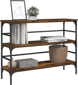 vidaXL Stolik konsolowy, przydymiony dąb, 100x32x75 cm 4