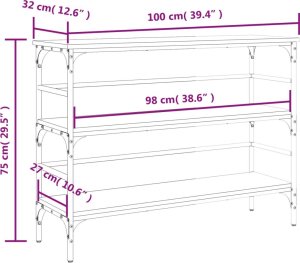 vidaXL Stolik konsolowy, brązowy dąb, 100x32x75 cm 10