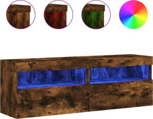 vidaXL Ścienne szafki TV z LED, 2 szt., przydymiony dąb, 60x30x40 cm 2