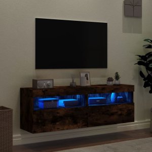 vidaXL Ścienne szafki TV z LED, 2 szt., przydymiony dąb, 60x30x40 cm 4