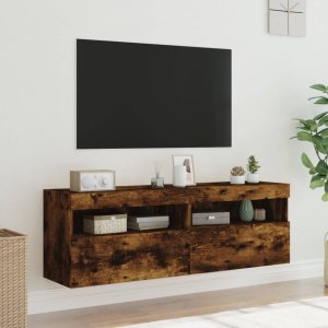 vidaXL Ścienne szafki TV z LED, 2 szt., przydymiony dąb, 60x30x40 cm 5