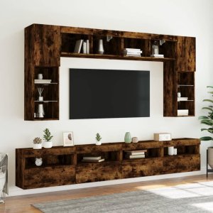 vidaXL Ścienne szafki TV z LED, 2 szt., przydymiony dąb, 60x30x40 cm 6