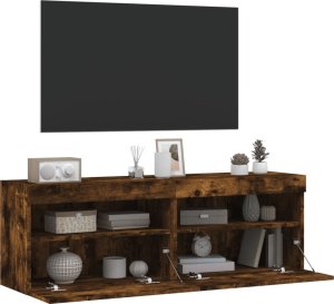 vidaXL Ścienne szafki TV z LED, 2 szt., przydymiony dąb, 60x30x40 cm 7