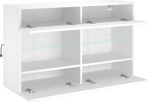 vidaXL Ścienna szafka TV z LED, biała, 98,5x30x60,5 cm 8