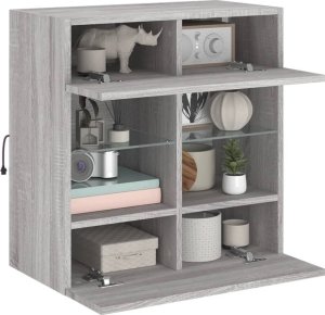 vidaXL Ścienna szafka TV z LED, szary dąb sonoma, 58,5x30x60,5 cm 6