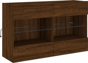 vidaXL Ścienna szafka TV z LED, brązowy dąb, 98,5x30x60,5 cm 3