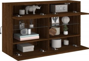 vidaXL Ścienna szafka TV z LED, brązowy dąb, 98,5x30x60,5 cm 6