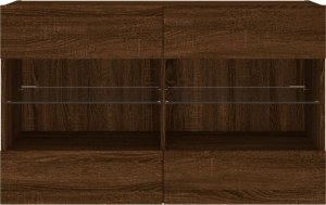 vidaXL Ścienna szafka TV z LED, brązowy dąb, 98,5x30x60,5 cm 7