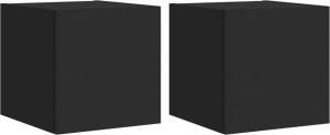 vidaXL Ścienne szafki TV z LED, 2 szt., czarne, 30,5x35x30 cm 2
