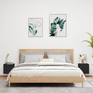 vidaXL Ścienne szafki TV z LED, 2 szt., czarne, 30,5x35x30 cm 4