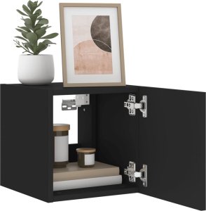 vidaXL Ścienne szafki TV z LED, 2 szt., czarne, 30,5x35x30 cm 6