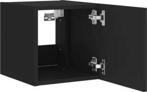 vidaXL Ścienne szafki TV z LED, 2 szt., czarne, 30,5x35x30 cm 9