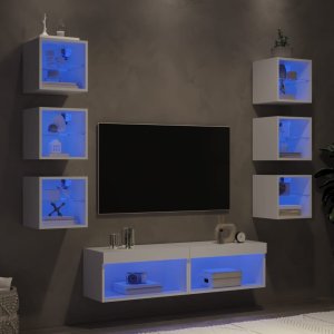 vidaXL 8-częściowy zestaw mebli TV z LED, biały 1