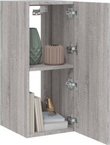 vidaXL Ścienna szafka TV z LED, szary dąb sonoma, 30,5x35x70 cm 7