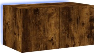vidaXL Ścienna szafka TV z LED, przydymiony dąb, 60x35x31 cm 2