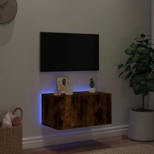 vidaXL Ścienna szafka TV z LED, przydymiony dąb, 60x35x31 cm 3