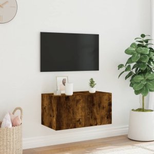 vidaXL Ścienna szafka TV z LED, przydymiony dąb, 60x35x31 cm 4