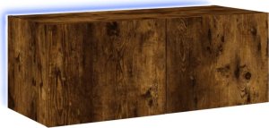 vidaXL Ścienna szafka TV z LED, przydymiony dąb, 80x35x31 cm 2