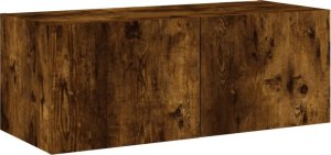 vidaXL Ścienna szafka TV z LED, przydymiony dąb, 80x35x31 cm 7