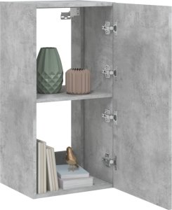 vidaXL Ścienna szafka TV z LED, szarość betonu, 40,5x35x80 cm 6