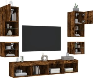vidaXL 8-częściowy zestaw mebli TV z LED, przydymiony dąb 4