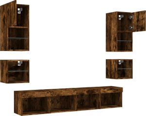 vidaXL 8-częściowy zestaw mebli TV z LED, przydymiony dąb 5