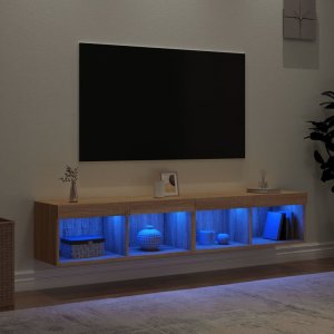 vidaXL Szafki TV, z LED, 2 szt., kolor dąb sonoma, 80x30x30 cm 4