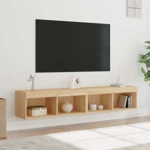 vidaXL Szafki TV, z LED, 2 szt., kolor dąb sonoma, 80x30x30 cm 5