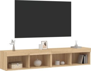 vidaXL Szafki TV, z LED, 2 szt., kolor dąb sonoma, 80x30x30 cm 6