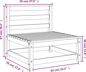 vidaXL Sofa ogrodowa bez podłokietników, 70x70x67cm, drewno daglezjowe 8