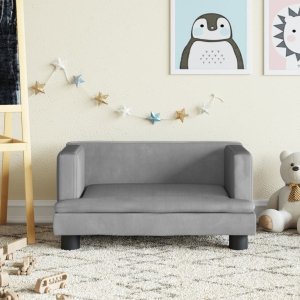 vidaXL Sofa dla dzieci, jasnoszara, 60x40x30 cm, aksamit 1