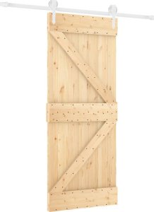 vidaXL Drzwi przesuwne z osprzętem, 85x210 cm, lite drewno sosnowe 2