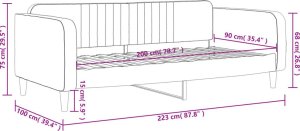vidaXL Sofa z funkcją spania, jasnoszara, 90x200 cm, obita aksamitem 8