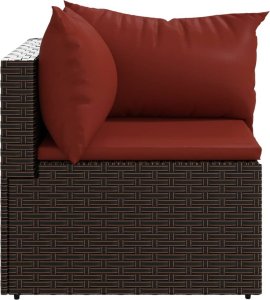 vidaXL Narożny moduł sofy z poduszkami, brązowy, polirattan 3