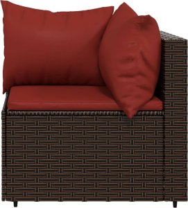 vidaXL Narożny moduł sofy z poduszkami, brązowy, polirattan 4