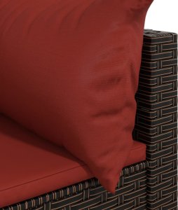 vidaXL Narożny moduł sofy z poduszkami, brązowy, polirattan 5