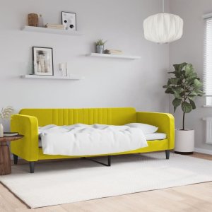 vidaXL Sofa z funkcją spania, żółta, 80x200 cm, obita aksamitem 1