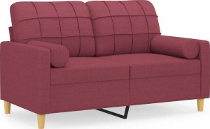vidaXL 2-osobowa sofa z poduszkami, winna czerwień, 120 cm, tkanina 2