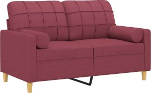 vidaXL 2-osobowa sofa z poduszkami, winna czerwień, 120 cm, tkanina 3