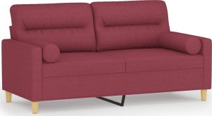 vidaXL 2-osobowa sofa z poduszkami, winna czerwień, 140 cm, tkanina 1